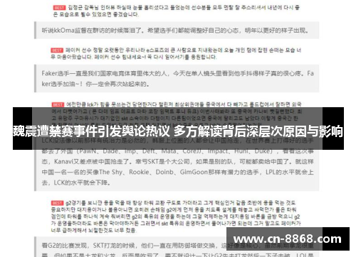 魏震遭禁赛事件引发舆论热议 多方解读背后深层次原因与影响