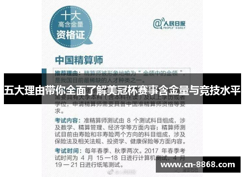 五大理由带你全面了解美冠杯赛事含金量与竞技水平